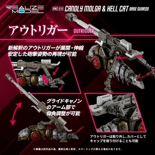 TAKARA TOMY ZOIDS REALIZE MODEL 1/100 RMZ-010 CANOLY MOLGA & HELL CAT BASE GUARDS